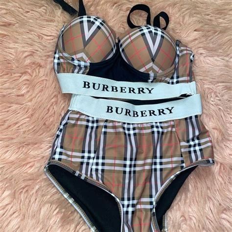 burberry blue swimsuit|Burberry high waisted bikini.